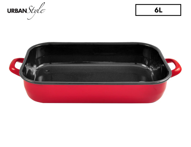 Urban Style 6L Baking Dish w/ Handles - Red/Black