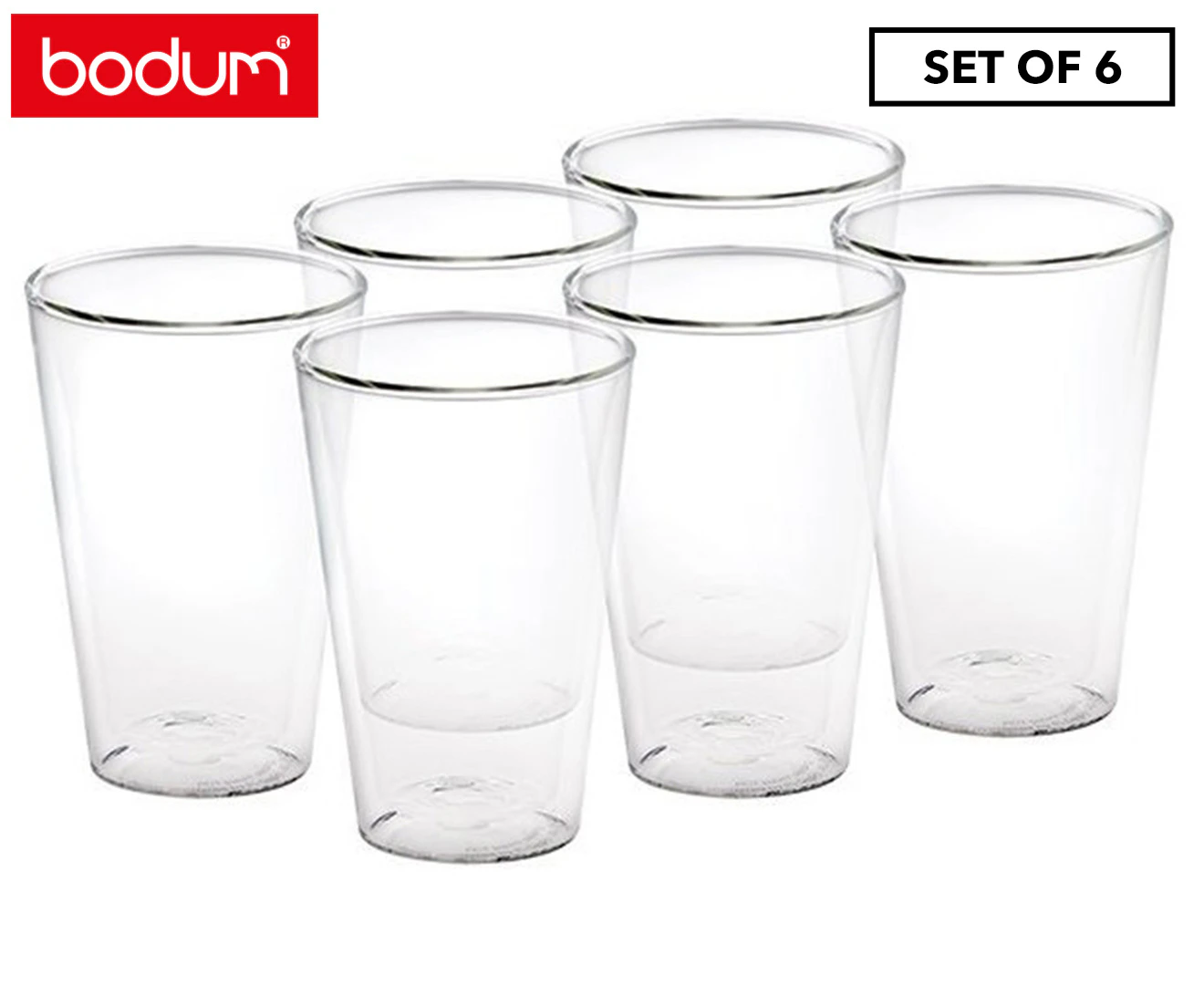 Bodum 10110-10-12  Canteen Double Wall, Large, 0.4L - 6pc Glass Set Clear