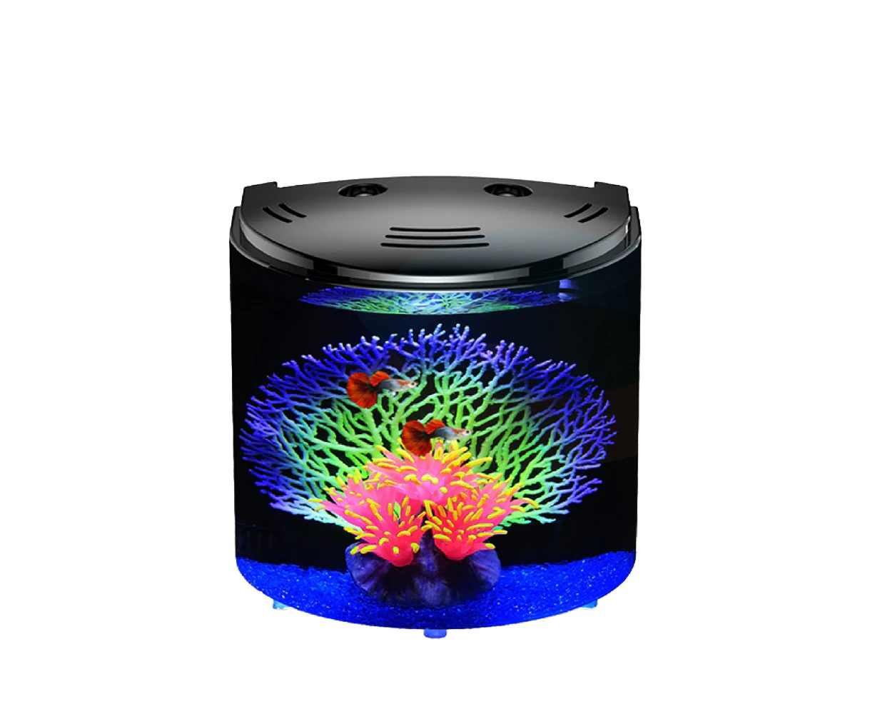 SUNSUN Curved Front Black Desktop 5L Acrylic Ecological Aquarium Fish Tank with LED light and Filter