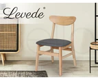 Levede 2xDining Chairs Kitchen Chair Natural Wood Linen Fabric Cafe Lounge