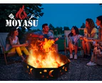 Moyasu Round Fire Pit Ring Outdoor Fireplace Camping Firepit Steel Portable 36"