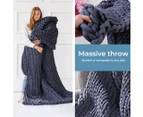 Dreamz Knitted Weighted Blanket Chunky Bulky Knit Throw Blanket 6.5KG Dark Grey - Dark Grey