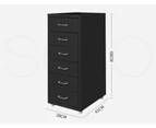 Levede 6 Drawer Office Cabinet Drawers Storage Cabinets Steel Rack Home Black