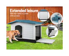 i.Pet Dog Kennel House Extra Large Outdoor Plastic Puppy Pet Cabin Shelter XL Blue