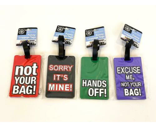 Funny Travel Luggage Tags Name Tag Address ID Labels for Suitcase Bag Set of 4pc