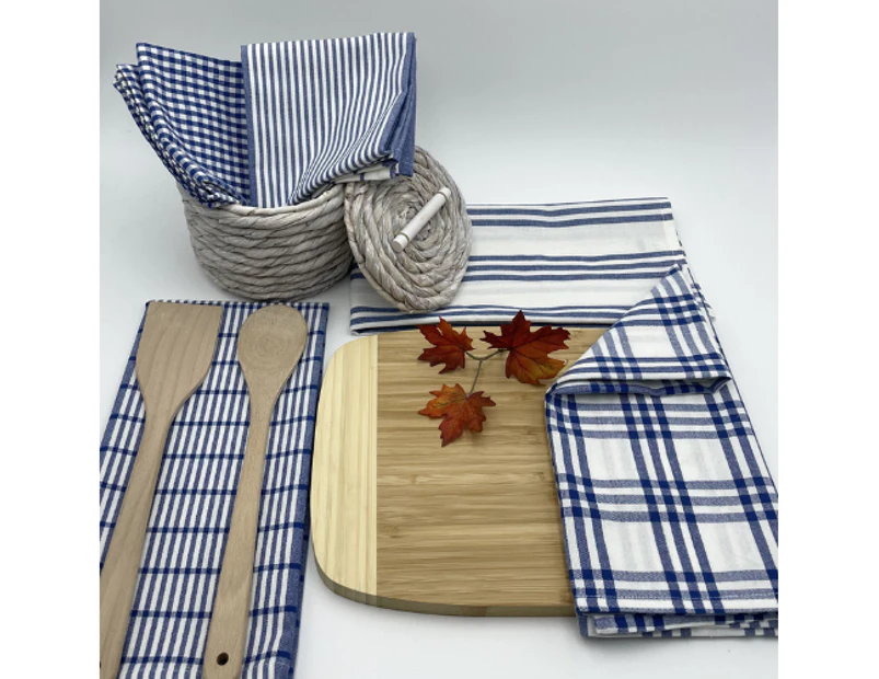 RANS Milan Tea Towels | 5 Piece Set | 100% Cotton  | Cobalt Blue