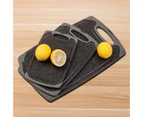 3 pcs Plastic Chopping Boards Cutting Board Set for Kitchen Black Marble Juice Groove
