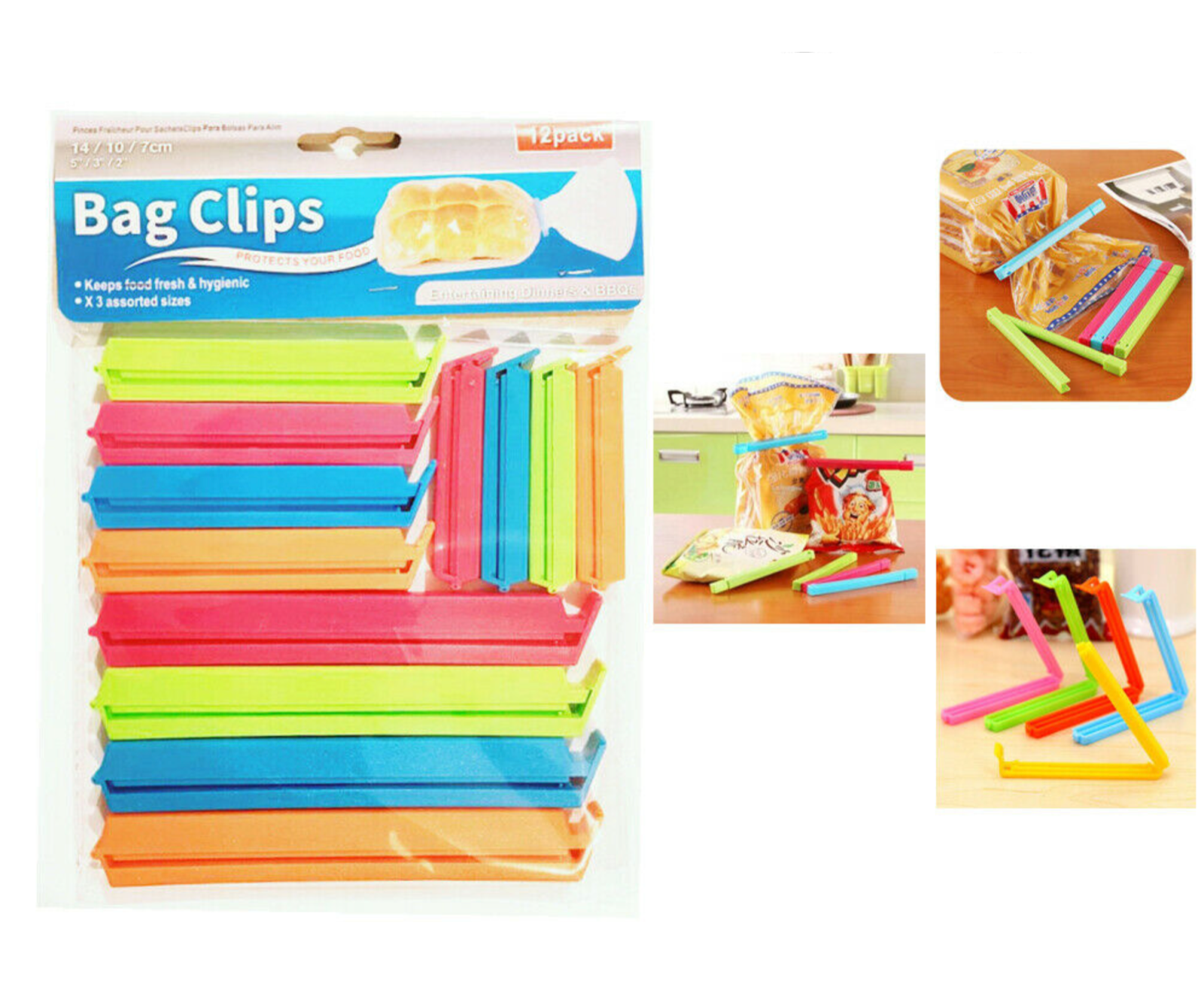 AMAZING MALL Multicolor Food Snack Plastic Bag Clip, For Home, Size: 3  Diferent Size