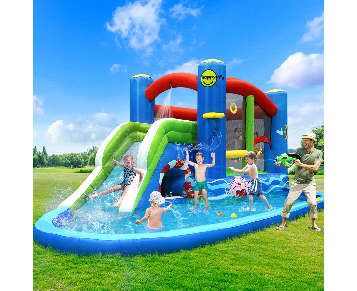 Happy Hop Inflatable Water Slide Jumping Trampoline Castle Bouncer Toy Splash