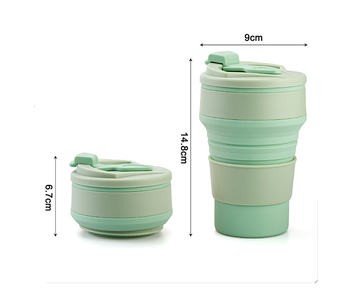 MEGA Silicone Collapsible Cup Portable Foldable Lightweight Travel Coffee Mug with Lid Blue 