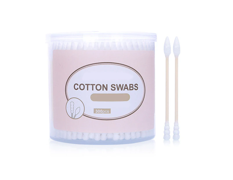 300 cotton swabs ， Sturdy Bamboo Sticks with Thick Cotton, Small Packages Suit for Travel and Storage, Biodegradable, Chlorine-Free Hypoallergenic - Style 1