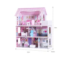 Giantex Large Kids Sweet Doll House Toy Wooden Dollhouse w/ Complete Accessories & Furniture Scale Creative Room, Pink