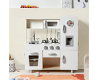 Giantex Kids Wooden Pretend Cooking Playset w/ Open Shelf & Large Cabinets Kitchen Play Toy Children Kitchen Accessories Set w/ Light & Sound, White