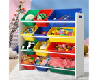 Oikiture Kids Toy Box Organiser 12 Bins Display Shelf Storage Rack Drawer - Multi
