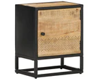 vidaXL Bedside Cabinet with Carved Door 40x30x50 cm Rough Mango Wood