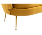 Two Seater Shell Armchair Velvet Yellow Lounge Chair Accent Gold Legs