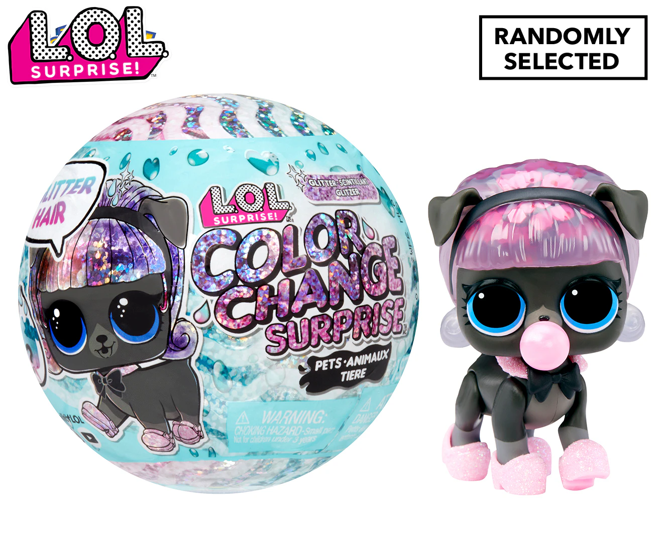 L.O.L. Surprise Collectible Glitter Color Changing Pets Figure Ball Asst Toy 3+