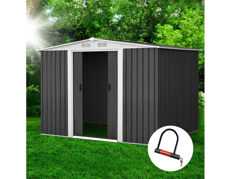 Giantz Garden Shed 2.58x2.07M Sheds Outdoor Storage Workshop Metal Shelter Sliding Door