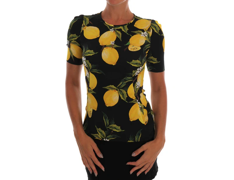 Dolce & Gabbana Multicolor Lemon Silk Stretch T-Shirt Women Clothing Tops & T-Shirts