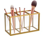Gold Makeup Brush Holder - 3 Slot