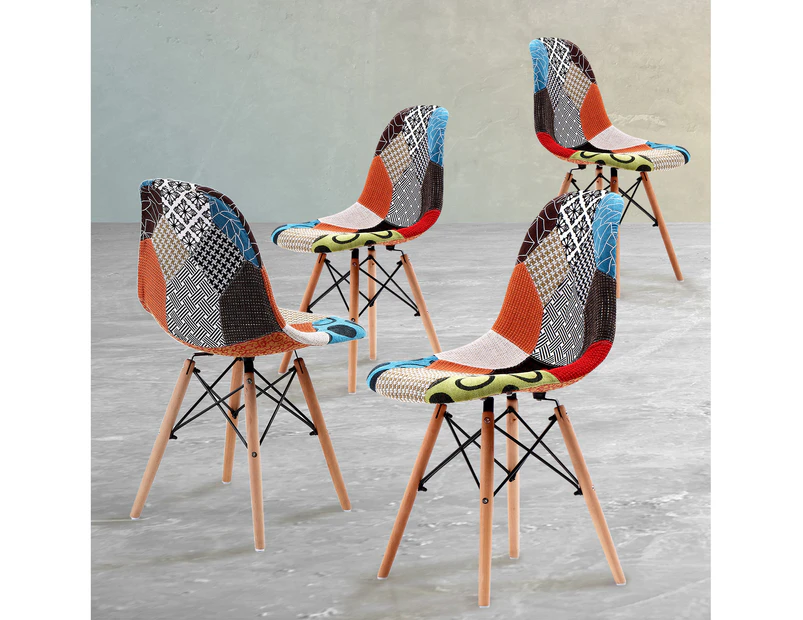 La Bella 2 Set Retro Dining Cafe Chair DSW Fabric - Multi Colour