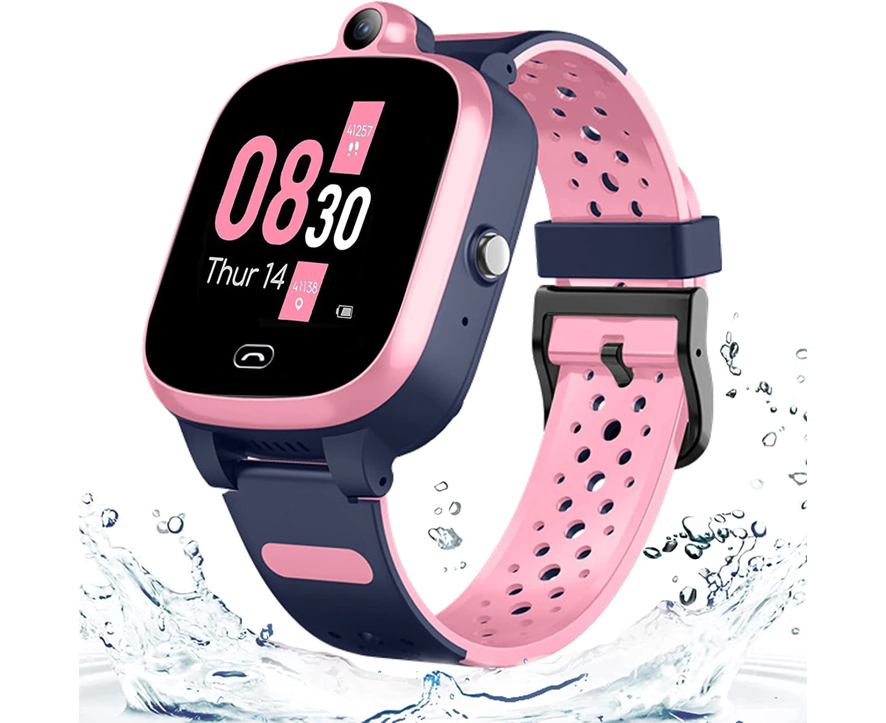 Kids Smart Watch SOS GPS Location Tracking 4G Waterproof WIFI Video - Pink