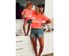Kids' Be Kind Print Family Matching Graphic T-shirt Girls Tops Girls Tops - Pink
