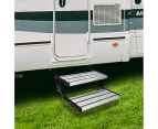 Double Caravan Step Folding Steps Pull Out Aluminium Camper Trailer Motorhome RV