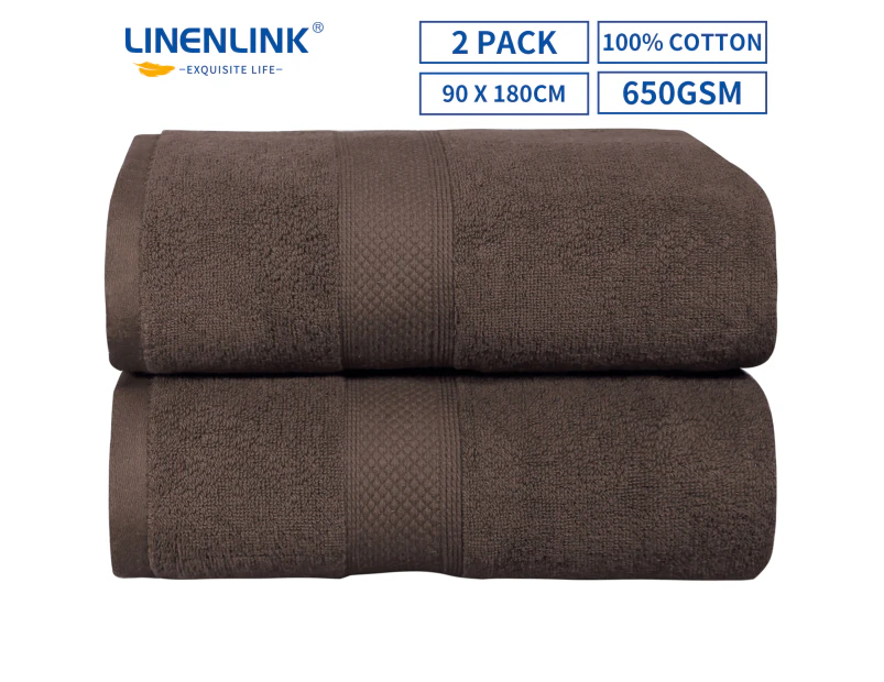 LINENLINK Luxury Cotton Bath Sheet 2 Pack - Chocolate Brown