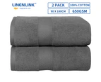 LINENLINK Luxury Cotton Bath Sheet 2 Pack - Charcoal