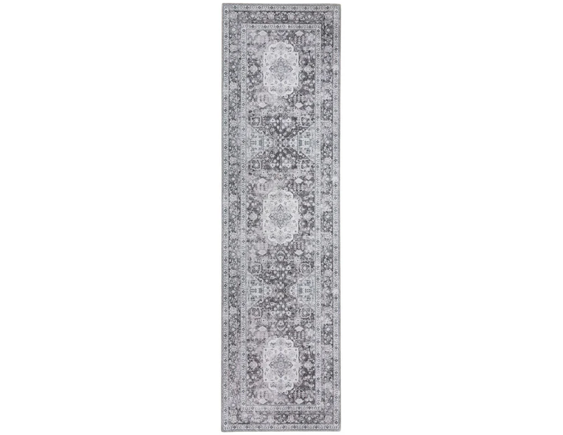 Light Grey Hallway Runner Beautiful Floral Corridor Runner Non Slip Rug 80x300cm