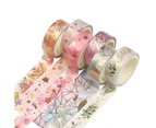 6 Roll Diary Tape DIY Waterproof Decorative Floral Pattern Print Washi Tape for Greeting Cards -Multicolor