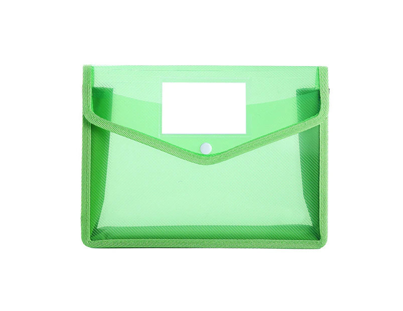 More Thicken Snap Fastener File Bag PP Practical Waterproof Document Pouch for Home-Green