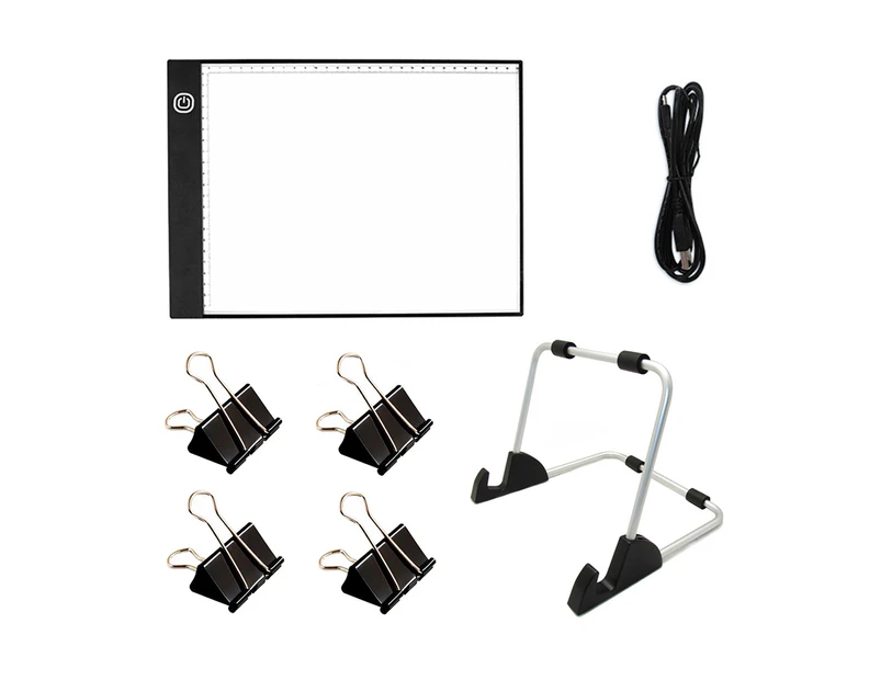 Drawing Board Multifunction Embroidery A4 Paper Size Drawing Light Board for Cross Stitch-Black