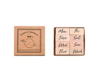 Stamp Numbers English Months Weeks Reusable Wood Vintage Cursive Seal for Office