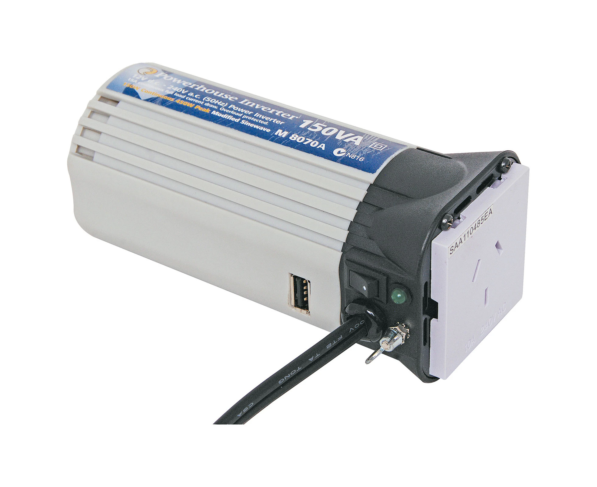 Powerhouse 150W 12V DC To 240V AC Modified Sine Wave "Can" Inverter