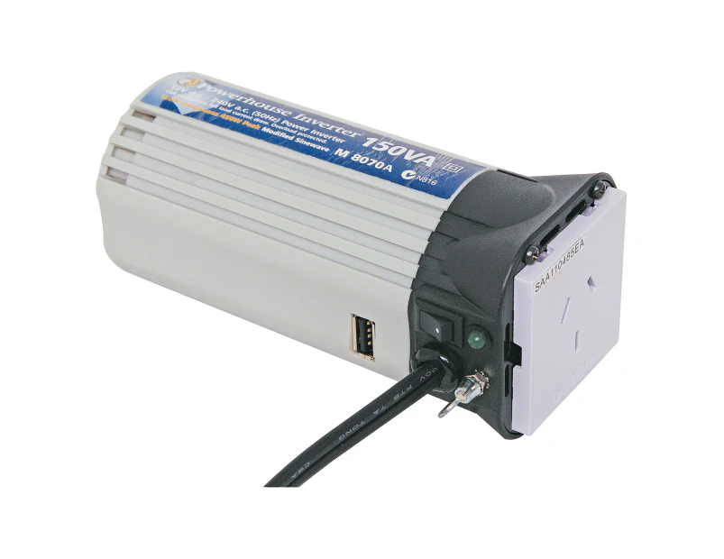 Powerhouse 150W 12V DC To 240V AC Modified Sine Wave "Can" Inverter