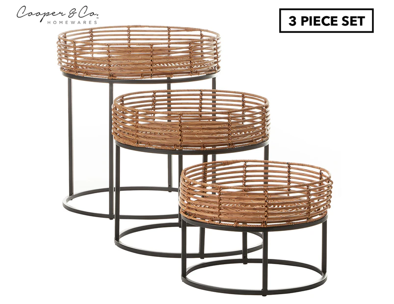 Cooper & Co. 3-Piece Reyes Nesting Side Table Set - Black/Natural