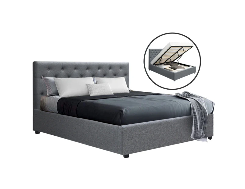 Artiss Bed Frame King Single Size Gas Lift Grey VILA