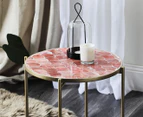 Cooper & Co. 43cm Abstract Round Glass Side Table - Pink/Gold