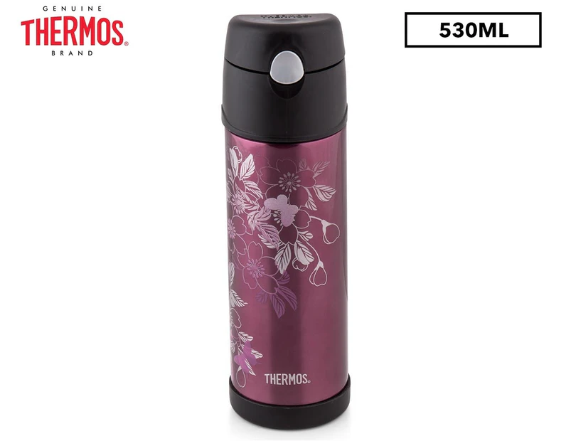 Thermos 530mL Stainless Steel Insulated Bottle - Floral Magenta