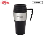 Thermos 400mL Stainless Steel Insulated Travel Mug - Black/Silver