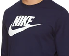 Nike Men's Icon Futura Long Sleeve Tee / T-Shirt / Tshirt - Obsidian/White