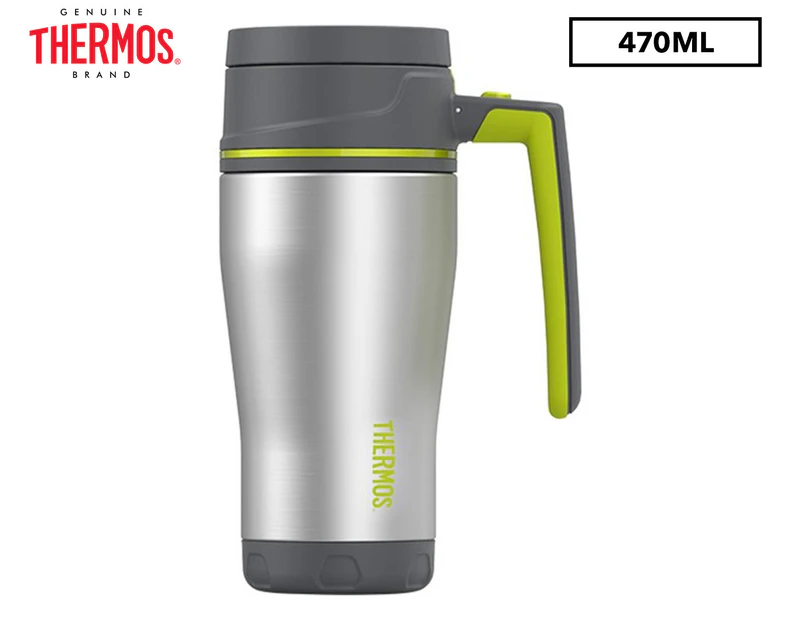 Thermos 470mL Element 5 Vacuum Insulated Stainless Travel Mug - Charcoal / Lime - Silver/Lime