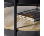 Cooper & Co. 75cm Regis Round Coffee Table w/ Storage Shelf - Oak/Black