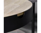 Cooper & Co. 75cm Regis Round Coffee Table w/ Storage Shelf - Oak/Black
