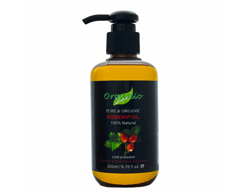ORGANIC ROSEHIP OIL, COLD-PRESSED, 100% PURE, NATURAL - 200ml, With Pump