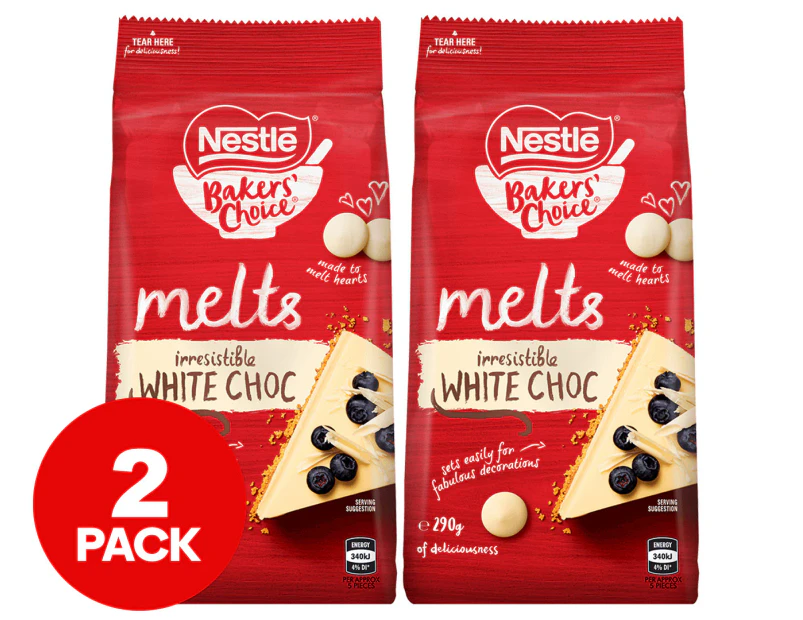 2 x Nestlé Bakers' Choice Melts White Chocolate 290g