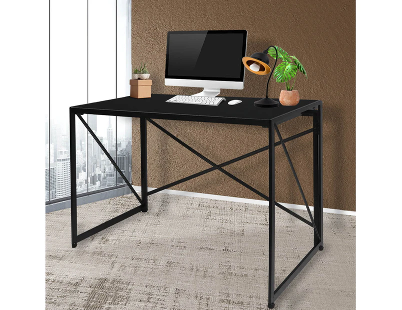 Levede Office Desk Foldable Computer Work Student Study Metal  Home Table Black