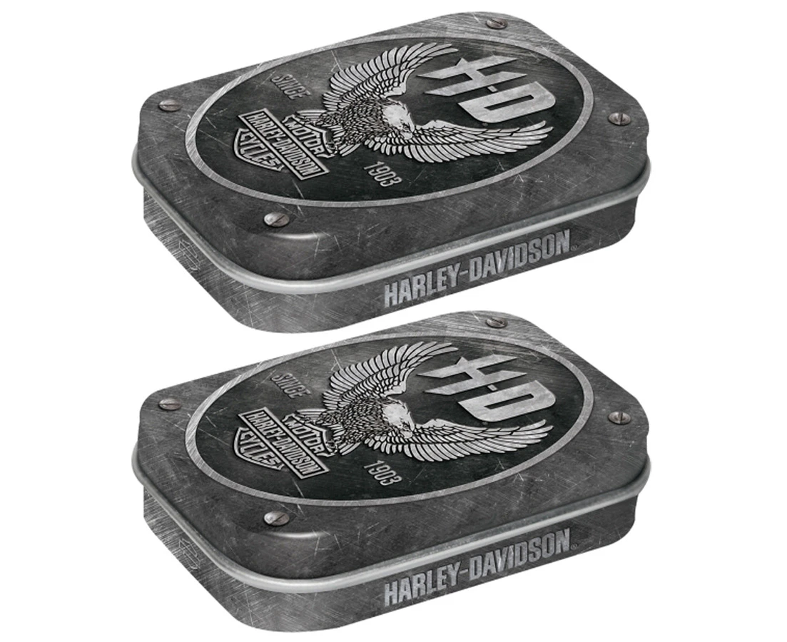 2x Nostalgic Art 6cm Mint Tin Box Harley-Davidson Metal Eagle Fresh Breath Candy